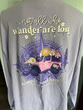 Simply Southern Not All Who Wander Are Lost Pink Jeep Long Sleeve Shirt Size XXL